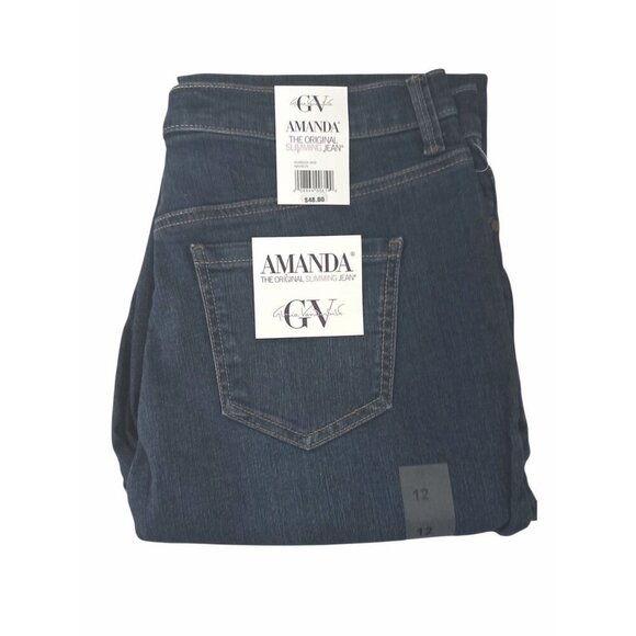 Gloria Vanderbilt Womens Dark Wash High Rise Amanda Straight Leg Jeans Sz 12 New - Picture 2 of 5